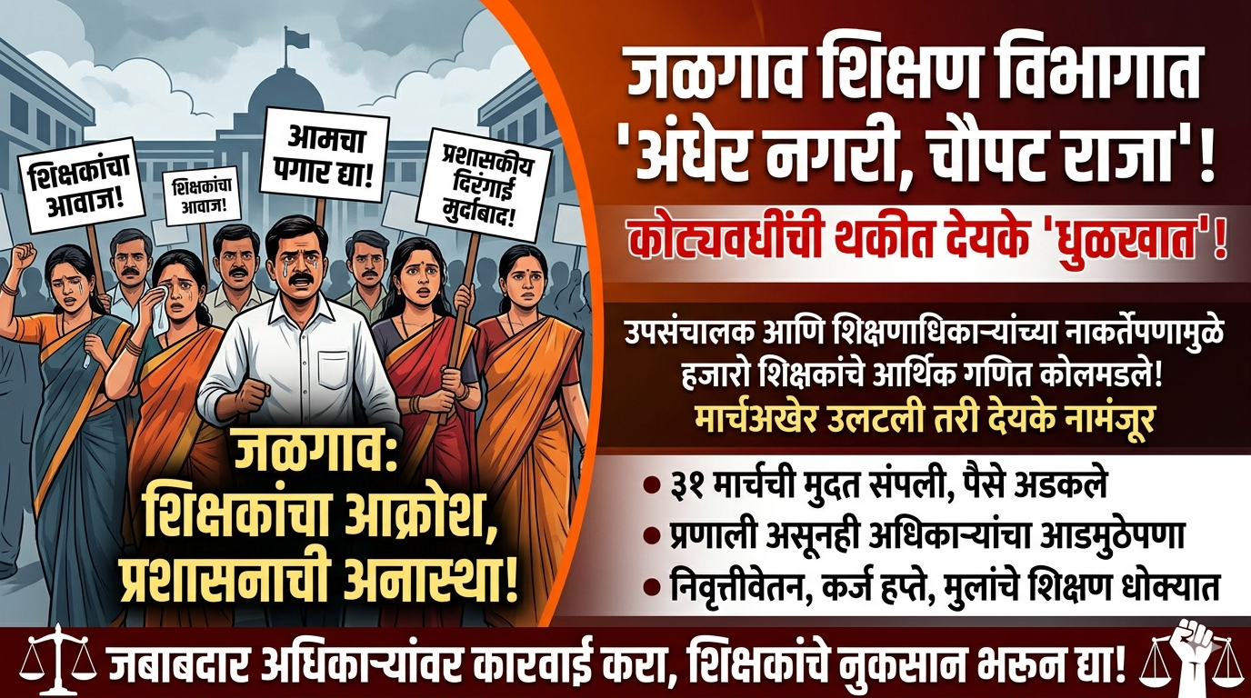 जळगांव: उपसंचालक आणि शिक्षणाधिकाऱ्यांच्या नाकर्तेपणामुळे कोट्यवधींचा निधी परत जाण्याची भीती!